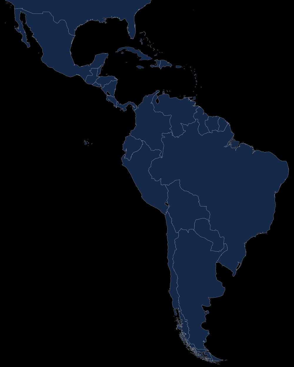 Mapa de América. Costa Rica, Panamá, El Salvador y Guatemala forman parte de la red de CEFALP.